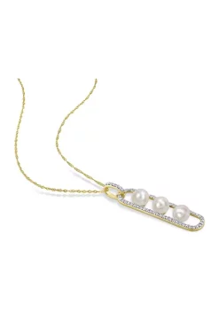 Promo 🥰 5-5.5mm Cultured Freshwater Pearl and 1/5 CT TDW Diamond Drop Pendant with Chain in 10k Yellow Gold by Belk & Co. 🤩 -DealsBelk & Co. Store Belk 33424
