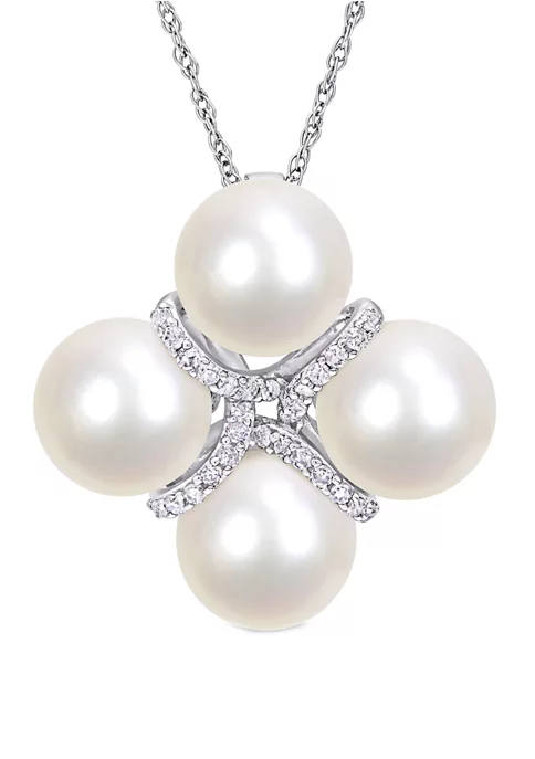 Outlet 🔔 Pearl and 1/7 ct. t.w. Diamond Crossover Necklace in 10K White Gold by Belk & Co. 🛒 1 Outlet 🔔 Pearl and 1/7 ct. t.w. Diamond Crossover Necklace in 10K White Gold by Belk & Co. 🛒
