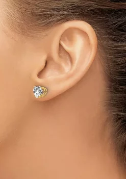 Top 10 👍 14K Yellow Gold 7mm Heart Cubic Zirconia Earrings by Belk & Co. 🌟 -DealsBelk & Co. Store Belk 33466