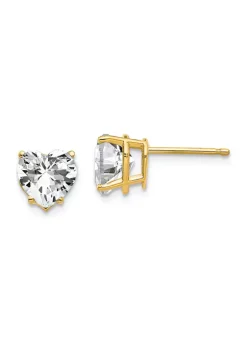 Top 10 👍 14K Yellow Gold 7mm Heart Cubic Zirconia Earrings by Belk & Co. 🌟 -DealsBelk & Co. Store Belk 33467