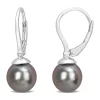 Coupon ✔️ 8-8.5mm Black Tahitian Cultured Freshwater Pearl & Diamond Accent Leverback Earrings in Sterling Silver by Belk & Co. 🛒