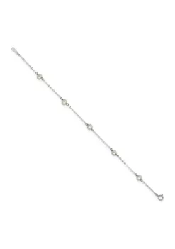 Wholesale ✔️ Sterling Silver Rhodium-plated 4-5mm White Semi Freshwater Cultured Pearl 5 Station Bracelet by Belk & Co. 🔥 -DealsBelk & Co. Store Belk 33521