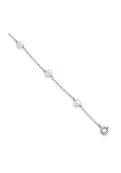 Wholesale ✔️ Sterling Silver Rhodium-plated 4-5mm White Semi Freshwater Cultured Pearl 5 Station Bracelet by Belk & Co. 🔥 -DealsBelk & Co. Store Belk 33524