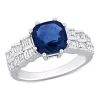 Top 10 🔔 3 ct. t.g.w. Blue Sapphire and 1/3 ct. t.w. Diamond Cocktail Ring in 18K White Gold by Belk & Co. ⭐