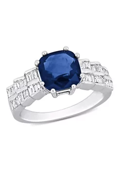 Top 10 🔔 3 ct. t.g.w. Blue Sapphire and 1/3 ct. t.w. Diamond Cocktail Ring in 18K White Gold by Belk & Co. ⭐ -DealsBelk & Co. Store Belk 33534