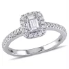 Wholesale 😀 7/8 ct. t.w. Diamond Emerald-Cut Halo Engagement Ring in 14k White Gold by Belk & Co. 🌟