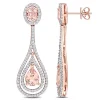 Wholesale 😍 2.8 CT TGW Oval and Pear Shape Morganite and 1 CT TW Diamond Halo Teardrop Earrings in 14k Rose Gold by Belk & Co. 🌟