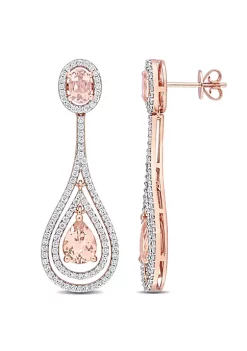Wholesale 😍 2.8 CT TGW Oval and Pear Shape Morganite and 1 CT TW Diamond Halo Teardrop Earrings in 14k Rose Gold by Belk & Co. 🌟 -DealsBelk & Co. Store Belk 33549