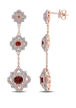 Wholesale ✨ 1.6 ct. t.w. Garnet and 7/8 ct. t.w. Diamond Quatrefoil Triple Drop Earrings in 14k Rose Gold by Belk & Co. ✔️ -DealsBelk & Co. Store Belk 33554