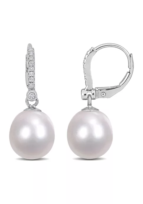 Best Pirce โญ 10-11mm South Sea Cultured Freshwater Pearl and 1/8 CT TDW Diamond Leverback Earrings in 14k White Gold by Belk & Co. ๐ 1 Best Pirce โญ 10-11mm South Sea Cultured Freshwater Pearl and 1/8 CT TDW Diamond Leverback Earrings in 14k White Gold by Belk & Co. ๐