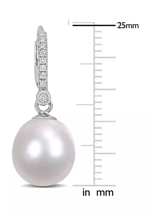Best Pirce โญ 10-11mm South Sea Cultured Freshwater Pearl and 1/8 CT TDW Diamond Leverback Earrings in 14k White Gold by Belk & Co. ๐ 3 Best Pirce โญ 10-11mm South Sea Cultured Freshwater Pearl and 1/8 CT TDW Diamond Leverback Earrings in 14k White Gold by Belk & Co. ๐ - Image 3
