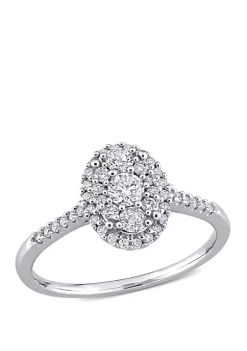 Coupon 🔔 1/2 ct. t.w. Diamond Composite Oval Shape Halo Engagement Ring in 10k White Gold by Belk & Co. 🎉 -DealsBelk & Co. Store Belk 33576