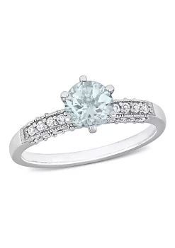 Top 10 🛒 3/4 ct. t.g.w. Aquamarine and 1/4 ct. t.w. Diamond Solitaire Ring in 10K White Gold by Belk & Co. 👍