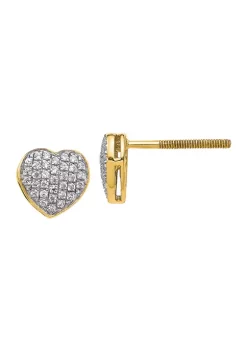 Hot Sale ๐ 1/5 ct. t.w. Diamond Heart Screw Back Post Earrings in 14K Yellow Gold by Belk & Co. ๐ฅ