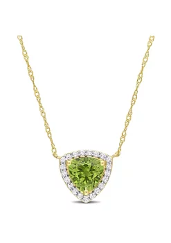 Best deal ❤️ 1.51 ct. t.g.w. White Topaz and Peridot Halo Triangle Necklace in 14K Yellow Gold by Belk & Co. 😍