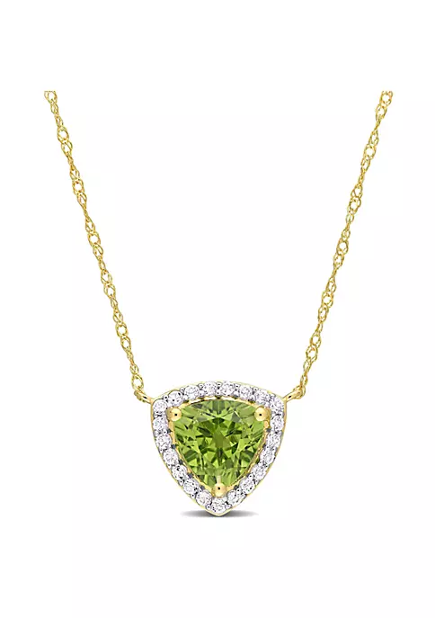 Best deal ❤️ 1.51 ct. t.g.w. White Topaz and Peridot Halo Triangle Necklace in 14K Yellow Gold by Belk & Co. 😍 1 Best deal ❤️ 1.51 ct. t.g.w. White Topaz and Peridot Halo Triangle Necklace in 14K Yellow Gold by Belk & Co. 😍