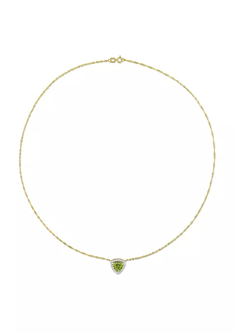 Best deal ❤️ 1.51 ct. t.g.w. White Topaz and Peridot Halo Triangle Necklace in 14K Yellow Gold by Belk & Co. 😍 5 Best deal ❤️ 1.51 ct. t.g.w. White Topaz and Peridot Halo Triangle Necklace in 14K Yellow Gold by Belk & Co. 😍 - Image 5