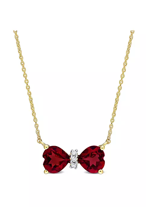 Discount 👍 1 ct. t.g.w. Garnet and Diamond Accent Bow Necklace in 10K Yellow Gold by Belk & Co. 🥰 6 Discount 👍 1 ct. t.g.w. Garnet and Diamond Accent Bow Necklace in 10K Yellow Gold by Belk & Co. 🥰 - Image 6