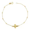 Cheapest ⌛ Beads Station with Center Cross Bracelet in 10K Yellow Gold by Belk & Co. 🎁