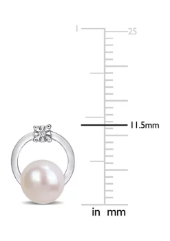 Outlet 👍 Cultured Freshwater Pearl and Diamond Circle Earrings in 10k White Gold by Belk & Co. 🤩 -DealsBelk & Co. Store Belk 33629