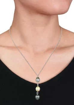 Wholesale 🔔 9-11 Millimeter Tahitian and Cultured South Sea Pearl Drop Necklace in Sterling Silver by Belk & Co. 😀 -DealsBelk & Co. Store Belk 33637