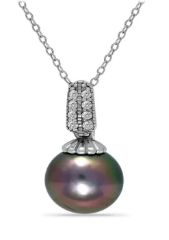 Discount โ 12MM Tahaitian Pearl and White Topaz Pave Pendant Necklace on 18 inch chain , Sterling Silver by Belk & Co. ๐ 9 Discount โ 12MM Tahaitian Pearl and White Topaz Pave Pendant Necklace on 18 inch chain , Sterling Silver by Belk & Co. ๐ -DealsBelk & Co. Store Belk 33650