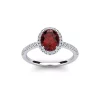 Cheapest 🧨 1 1/2cttw Oval Shape Garnet and Halo Diamond Ring In Sterling Silver by Belk & Co. 👍