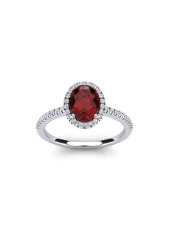 Cheapest ๐งจ 1 1/2cttw Oval Shape Garnet and Halo Diamond Ring In Sterling Silver by Belk & Co. ๐