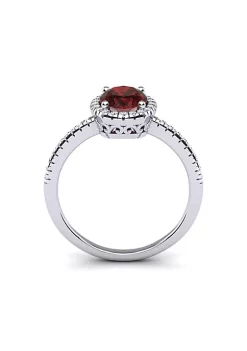 Cheapest 🧨 1 1/2cttw Oval Shape Garnet and Halo Diamond Ring In Sterling Silver by Belk & Co. 👍 -DealsBelk & Co. Store Belk 33653