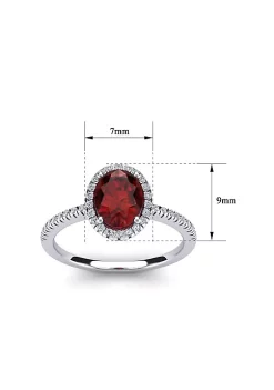 Cheapest 🧨 1 1/2cttw Oval Shape Garnet and Halo Diamond Ring In Sterling Silver by Belk & Co. 👍 -DealsBelk & Co. Store Belk 33654