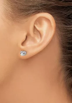 New 🤩 14K White Gold 5mm Heart Cubic Zirconia Earrings in 14K White Gold by Belk & Co. 🧨 -DealsBelk & Co. Store Belk 33664