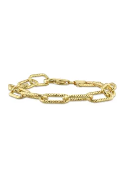 Best Pirce 🔥 18k Yellow Gold Plated Sterling Silver 9mm Fancy Paperclip Chain Bracelet, 7.5" by Belk & Co. 😉 -DealsBelk & Co. Store Belk 33671