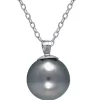 Flash Sale 🛒 11MM Tahaitian Pearl Solitaire Pendant Necklace on 18 inch chain , Sterling Silver by Belk & Co. ✨