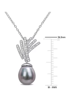 Best deal ✨ 9.5-10mm Black Tahitian Cultured Pearl and Diamond Accent Drop Pendant with Chain in Sterling Silver by Belk & Co. 💯 -DealsBelk & Co. Store Belk 33679