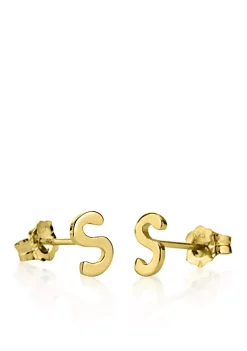 Best deal 🎁 14k Yellow Gold S Initial Earrings by Belk & Co. ❤️