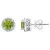 New ⭐ Sterling Silver 6mm Round Peridot Diamond Accent Halo Stud Earrings by Belk & Co. 🔥