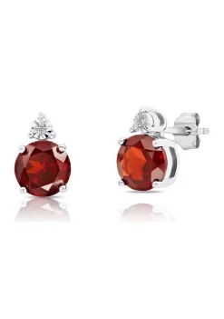Top 10 😉 7 Millimeter Round Garnet and Diamond Accent Stud Earrings in Sterling Silver by Belk & Co. 🤩 -DealsBelk & Co. Store Belk 33694