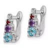 Best Sale 🥰 7/8 ct. t.w. Light Swiss Blue Topaz, Amethyst, Garnet and White Topaz Hinged Earrings in Rhodium-Plated Sterling Silver by Belk & Co. 👏