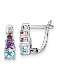 Best Sale 🥰 7/8 ct. t.w. Light Swiss Blue Topaz, Amethyst, Garnet and White Topaz Hinged Earrings in Rhodium-Plated Sterling Silver by Belk & Co. 👏 -DealsBelk & Co. Store Belk 33696