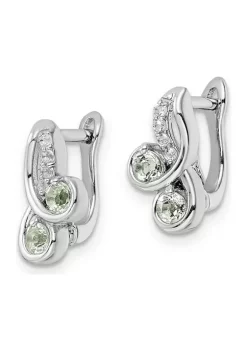Discount 💯 1/2 ct. t.w. Green Quartz and White Topaz Hinge Earrings in Rhodium-Plated Sterling Silver by Belk & Co. 🔔