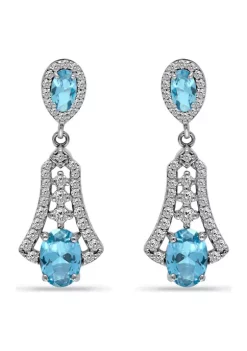 Discount ✨ 2.9 ct. Blue Topaz and Cubic Zirconia Drop Earrings, Sterling Silver by Belk & Co. 🎁
