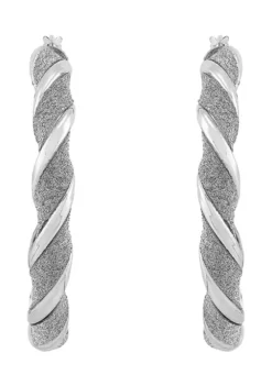 Best Sale 🛒 40 Millimeter Glitter Twist Hoop Earrings in Sterling Silver by Belk & Co. 🌟 -DealsBelk & Co. Store Belk 3371