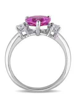 Promo 🥰 Lab Created Created Pink and Created White Sapphire Heart Ring in Sterling Silver by Belk & Co. 👍 -DealsBelk & Co. Store Belk 33711