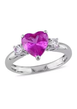 Promo 🥰 Lab Created Created Pink and Created White Sapphire Heart Ring in Sterling Silver by Belk & Co. 👍 -DealsBelk & Co. Store Belk 33712