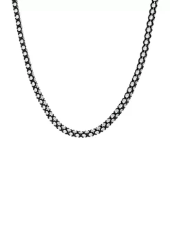 Coupon 🔔 Stainless Steel 5 Millimeter Round Box Chain Necklace with Braided Black Cord, 24 Inch by Belk & Co. 🌟