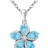 Best Sale 🎁 2.04 ct. t.w. Blue and White Topaz Flower Pendant on 18 Inch Chain, Sterling Silver by Belk & Co. ❤️