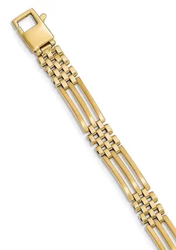 Top 10 😀 Mens 14K Yellow Gold Brushed and Polished Link 8.5-Inch Bracelet by Belk & Co. ❤️ -DealsBelk & Co. Store Belk 33724