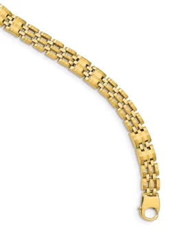 Brand new 🛒 Mens 14K Yellow Gold Satin and Polished Link Bracelet by Belk & Co. 😍 -DealsBelk & Co. Store Belk 33728