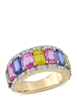 Cheap 🔔 6.85 ct. t.w. Multi Color Sapphire Eternity Ring in 14K Yellow Gold by Belk & Co. 🔥 -DealsBelk & Co. Store Belk 33742