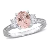 Best Pirce 🤩 1.62 ct. t.w. Morganite and 5/8 ct. t.w. Diamond 3-Stone Engagement Ring in 14k White Gold by Belk & Co. ⭐